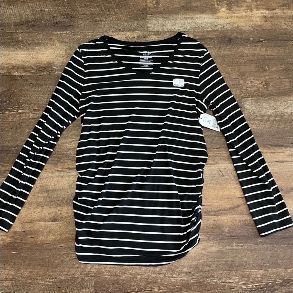 Black and White Striped Women's Top